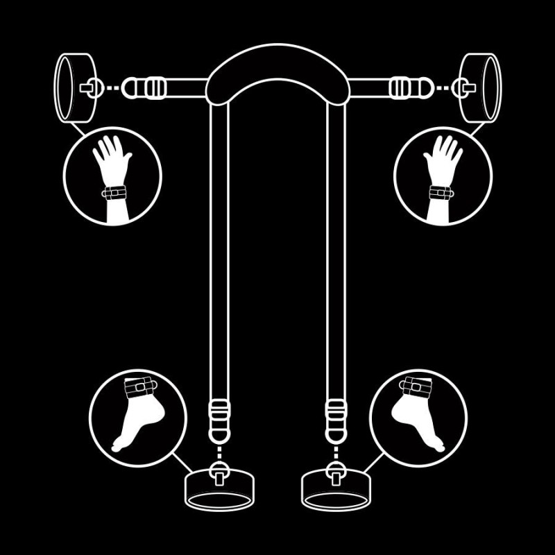 FETISH SUBMISSIVE - POSICIÓN MASTER CON 4 ESPOSAS CON FORRO DE NEOPRENO