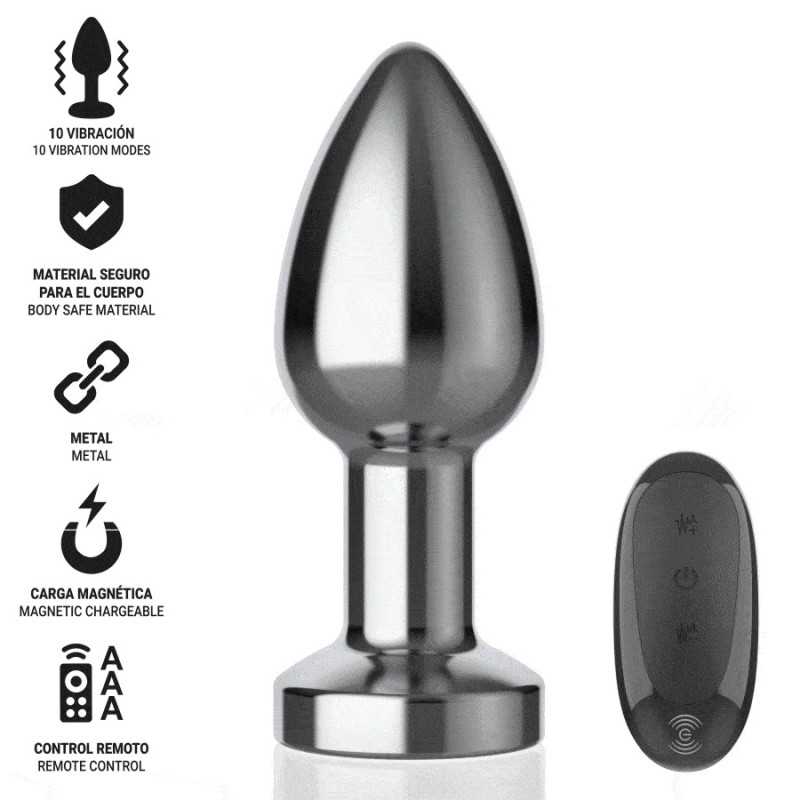 INTENSE - PLUG ANAL 10 VIBRACIONES METAL CON CONTROL REMOTO M