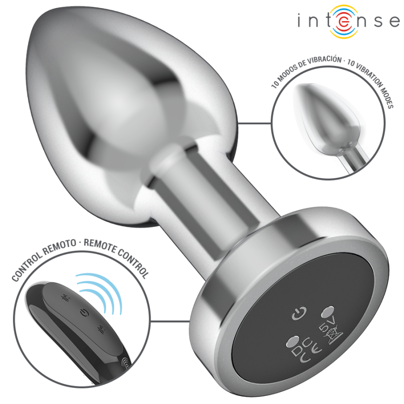 INTENSE - PLUG ANAL 10 VIBRACIONES METAL CON CONTROL REMOTO M