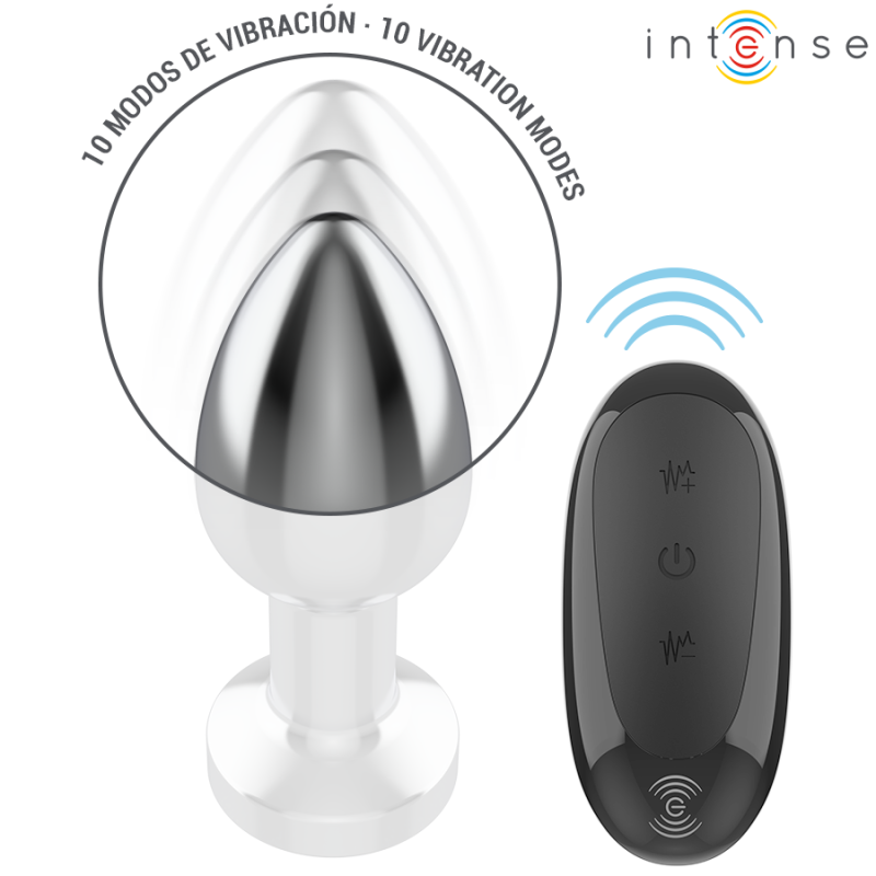 INTENSE - PLUG ANAL 10 VIBRACIONES METAL CON CONTROL REMOTO M